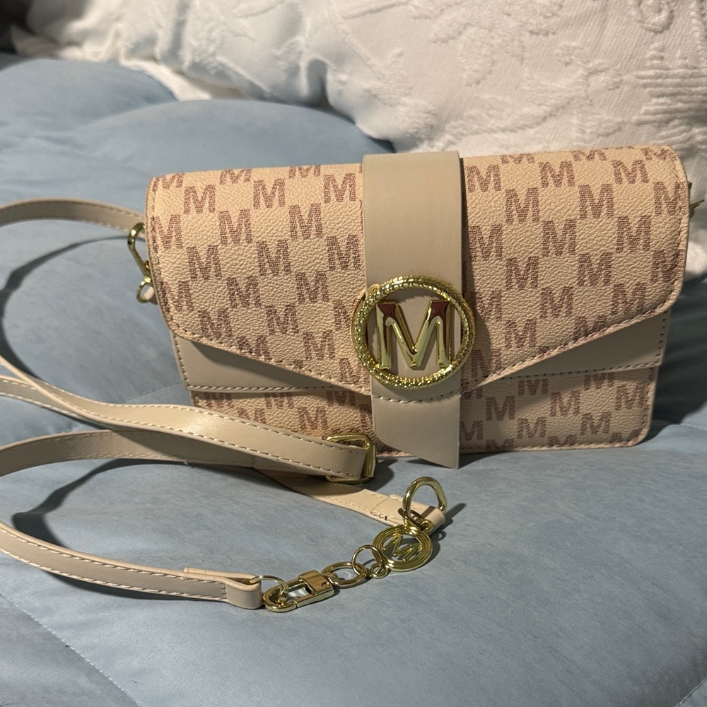 Beige Monogram Crossbody Bag